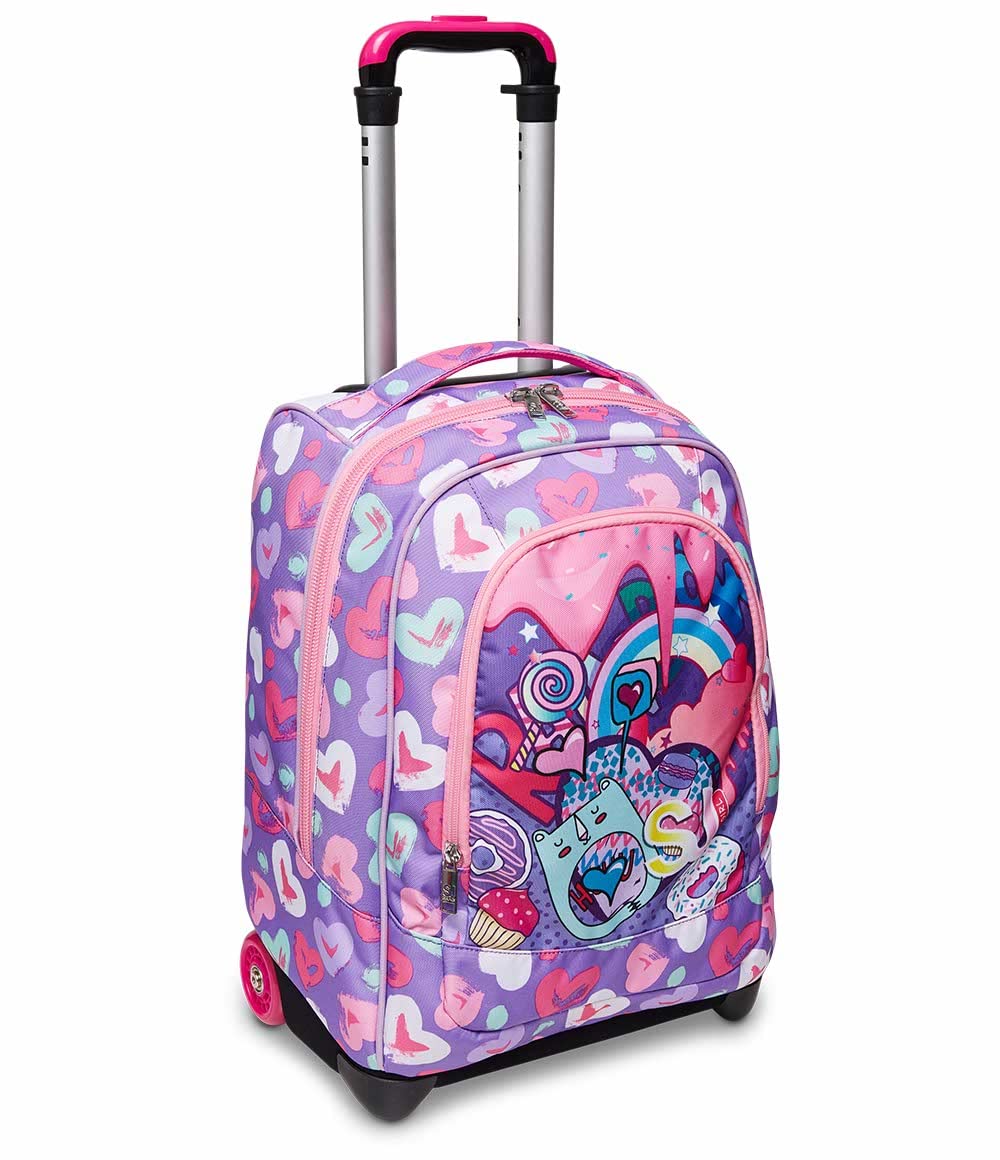 SJ GANG STYLE JAM GANG Trolley Scuola Big - Fantabulous, Rosa, 2 Zaini in 1 con Crossover System, Uso Zaino con Spallacci a Scomparsa, Zaino Scuola Elementare, Tempo libero, Viaggi