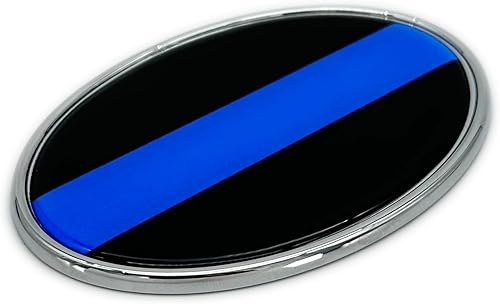 Miniatura 6 de Soporte de policía Blue Line Oval Chrome Auto Emblema