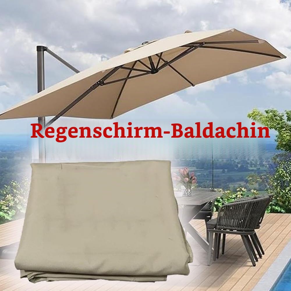 3x4m Rechteckig Sonnenschirm Ersatzbezug Ampelschirm Gartenschirm Ersatz Abdeckung 8 Streben Terrassenschirm Ersatzabdeckung(Gray,4x3m/13x9.8ft)