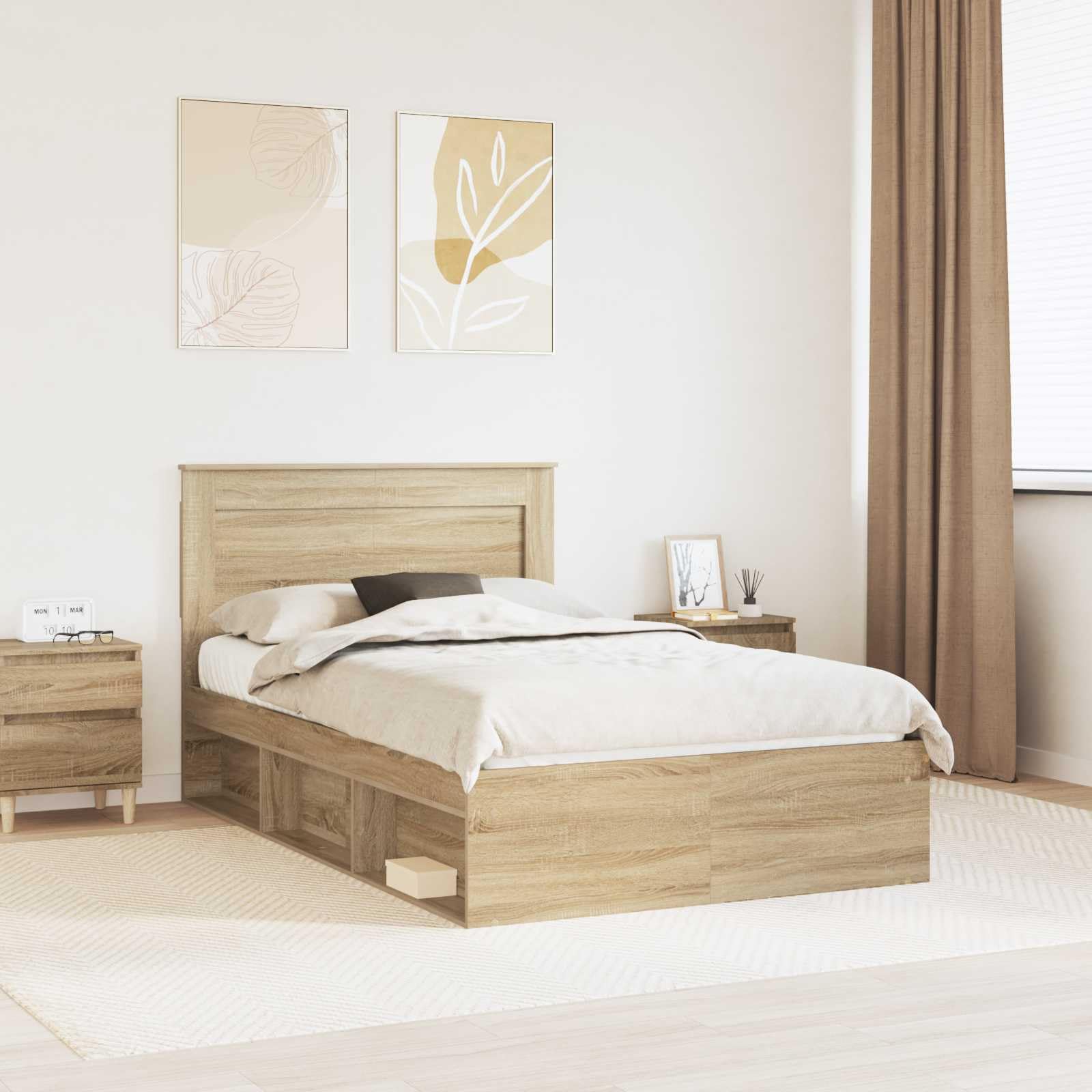 Sonoma Solid Pine Wood Bed Frame 120x190 cm with Slats | Sturdy platform design suitable for youth, guest, or adult bedrooms without requiring a box spring.