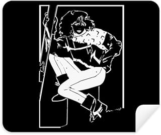 Black Winter Sport Skiing Illustration Cleaning Cloth Screen Cleaner 2pcs Suede Fabric