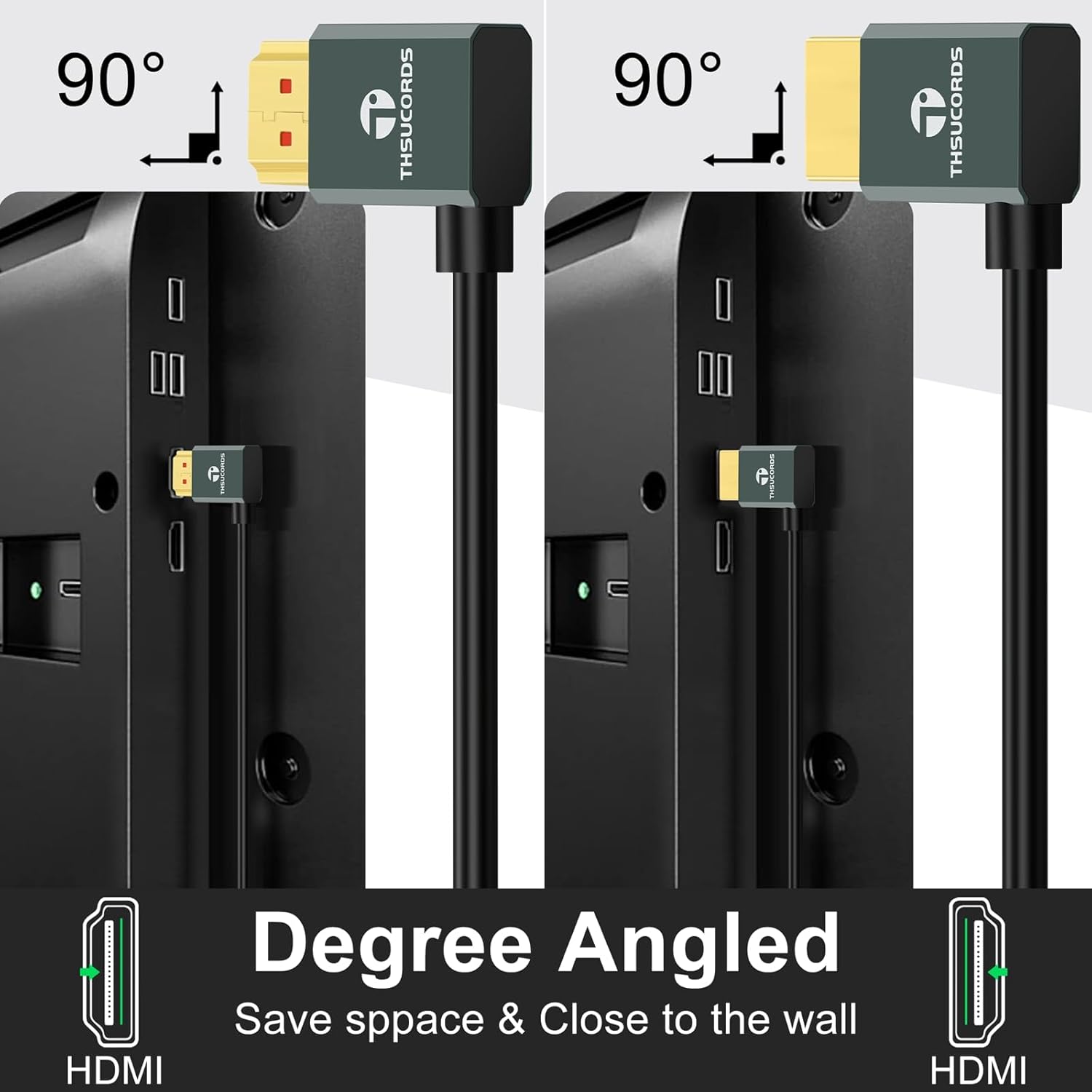 Ultra Thin 8K HDMI 2.1 90 Degree Left Angle Cable 10FT, Flexible Slim High Speed Cord Support 4K@120Hz 8K@60Hz Compatible with Roku TV/HDTV/PS5/Blu-ray 10FT 90 Degree Left Angle image 4 of 9 B0D1Q6R4ZH