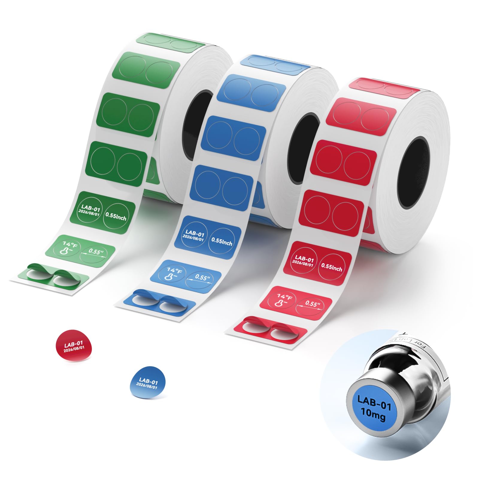 NIIMBOT M2/M3 Thermal Transfer Labels 3Rolls, 1.34''×0.67'', Red/Blue/Green — image 1