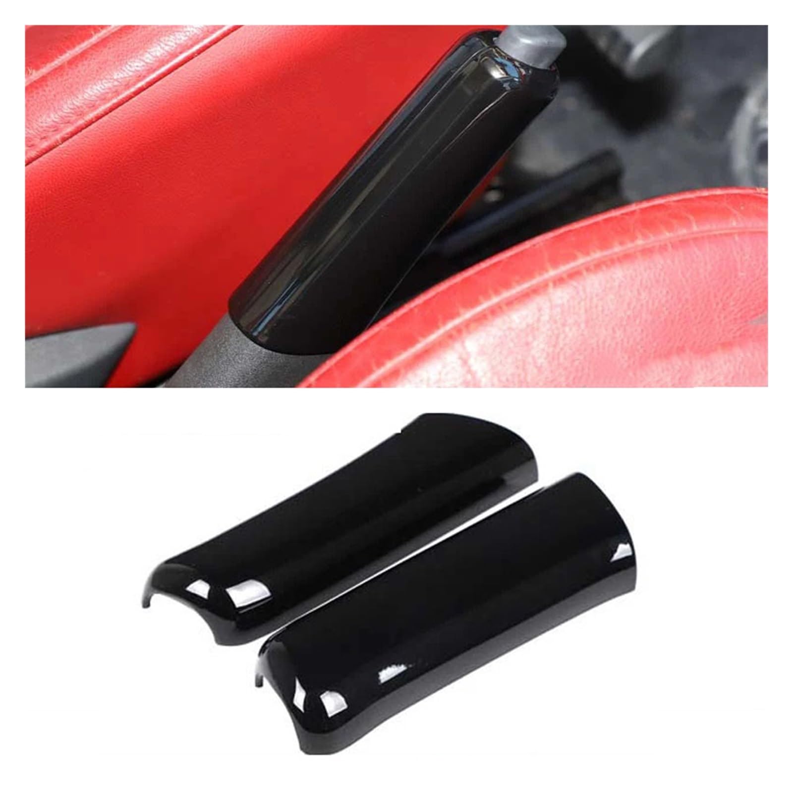 Handbremshebel-Hülsen-Schutzhülle, dekorativ, for den Automobilbereich | Kompatibel mit Fiat 500 2007–2024 Innenzubehör(Bright black)