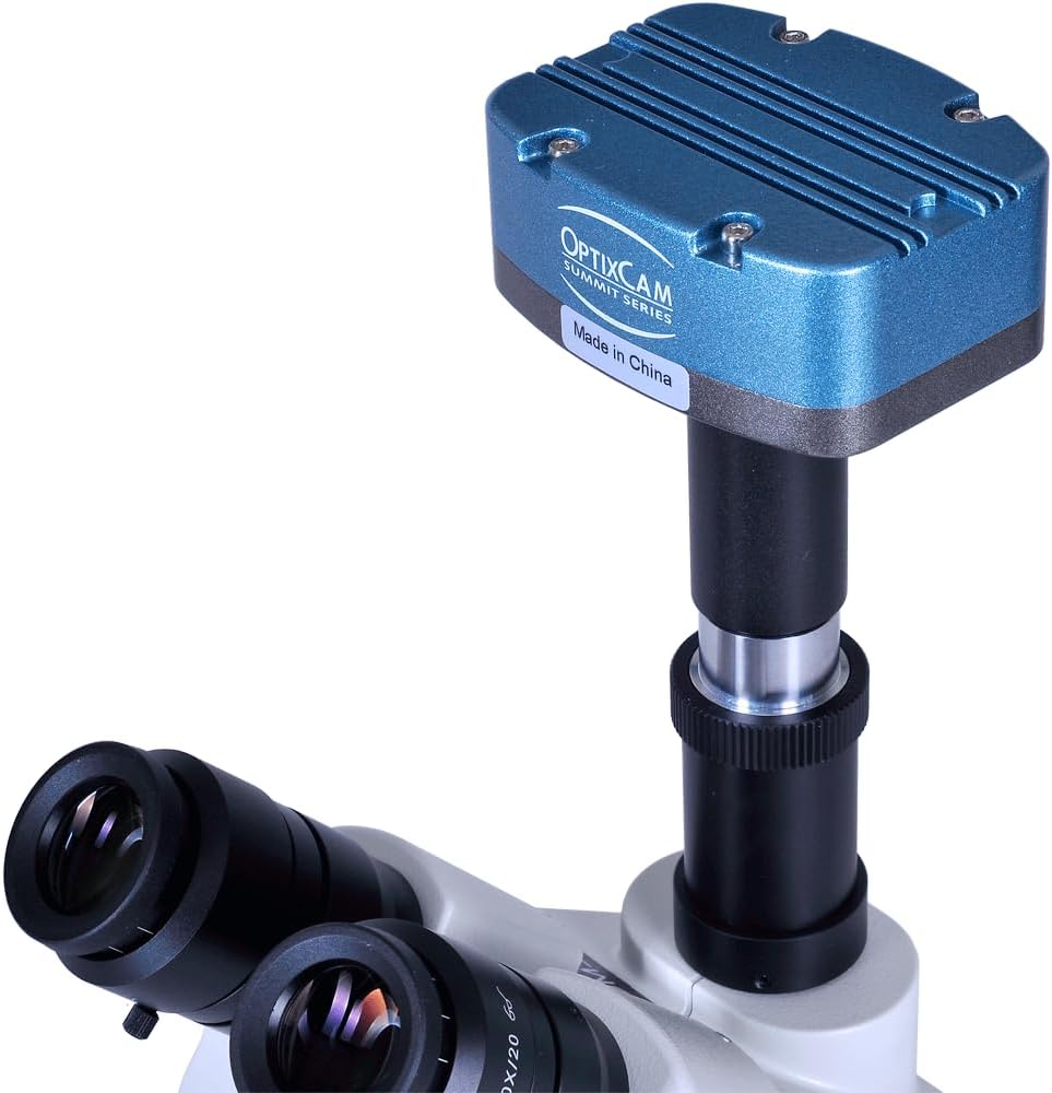 Omano OM2300S-GX4-7.5X-45X- Zoom Stereo Microscope - Industrial Single-Arm Boom Stand - 0.5X Barlow Lens - 8W Ring Light (Trinocular)