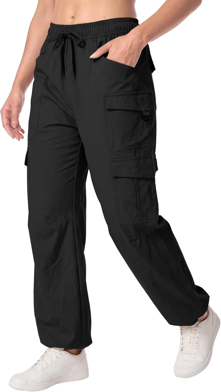 Women's Hiking Cargo Pants Water Resistant Lightweight Quick Dry, Elastic Waist Outdoor Travel Work Trousers - Image 2