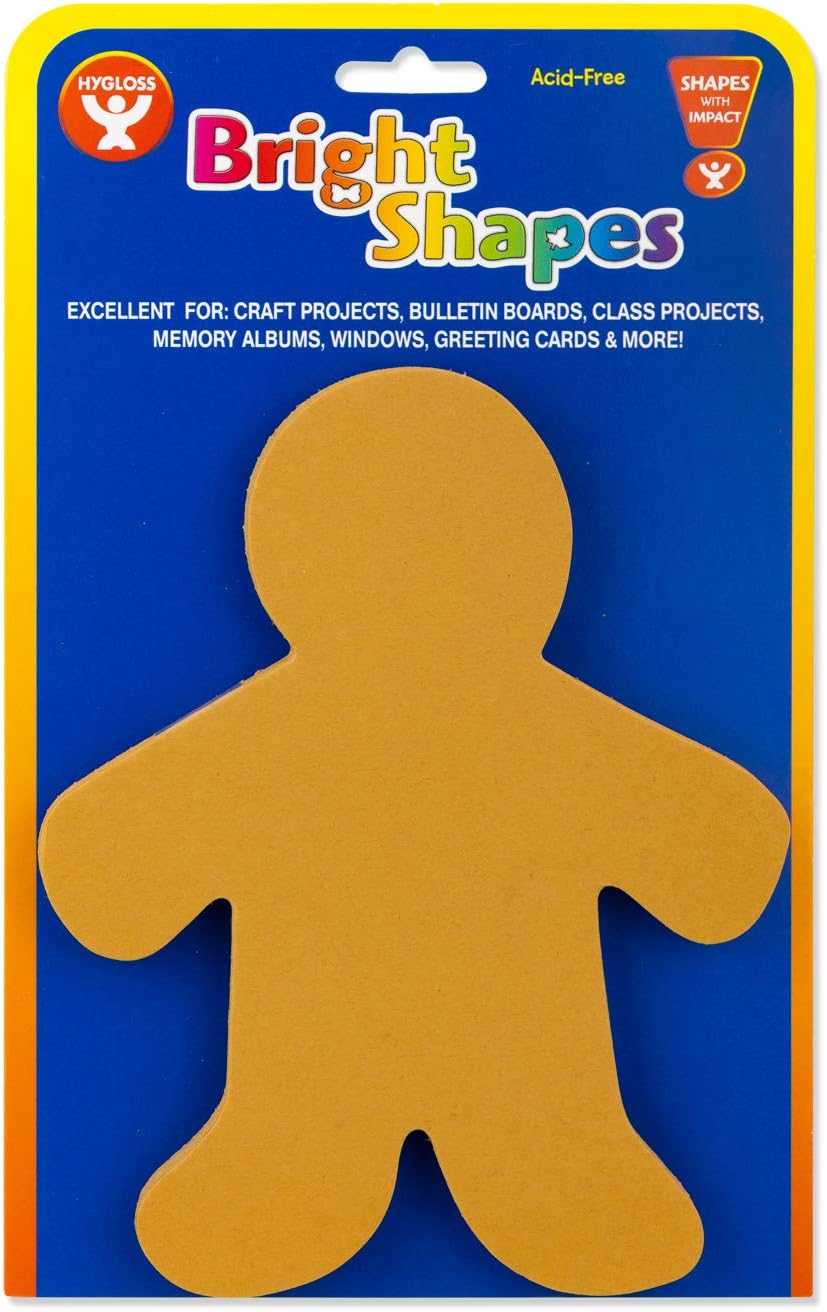 Hygloss Products Gingerbread Man 24 count, 5" Cardstock, Brown