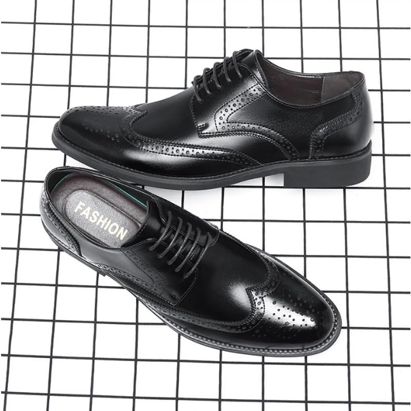 Men's Trendy Brogue Wingtip Dress Shoes Formal Casual Lace Up Punched Leather Oxford Breathable Lace Up Shoes for Business Office Wear2