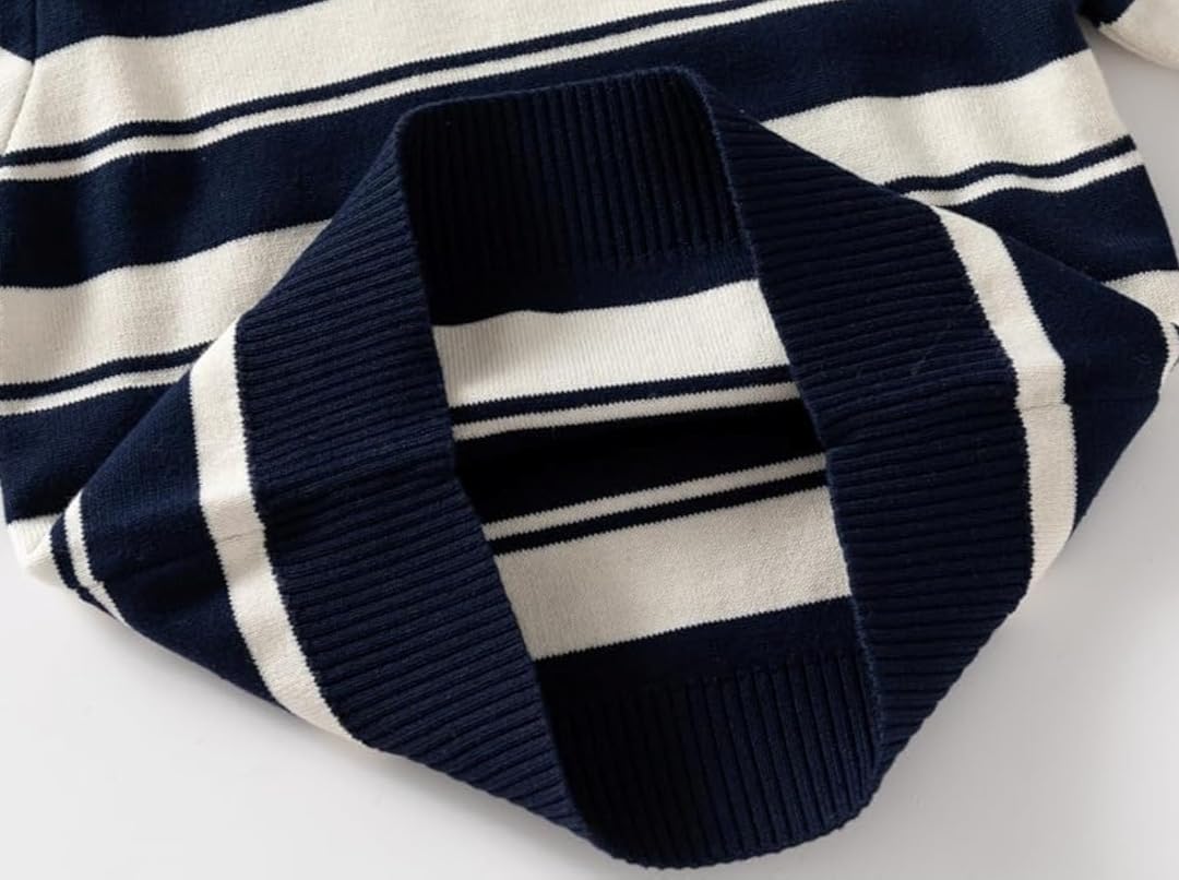 GTWO Boys Sweater Winter Wear Stripped Design Full Sleeve Round Neck Topwear Sweater/Sweatshirt/Jumper for Boys & Girls (Pack of 1) (in, Age, 3 Years, 4 Years, Regular, Blue) 1
