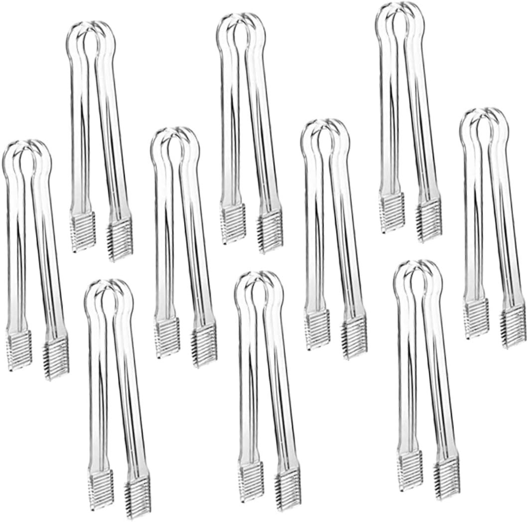 10pcs Ice Cube Tongs Multi-functional Food Tong Acrylic Ice Cube Clips Small Kitchen Gadgets for Bar