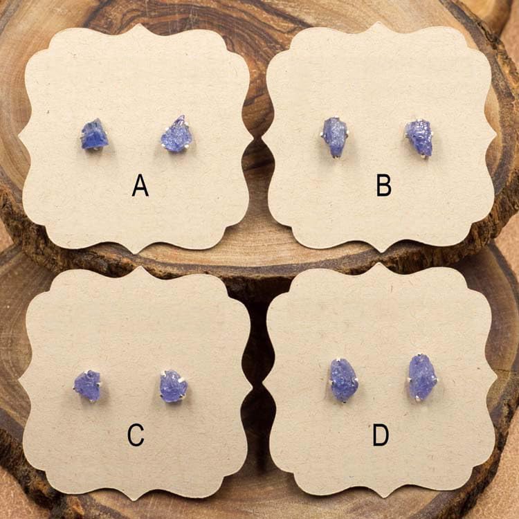 Tanzanite and Sterling Silver Crystal Stud Earrings - Image 2