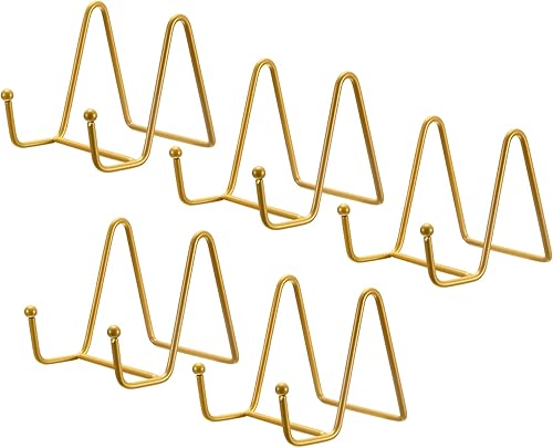 Miniatura 6 de uxcell Soporte de placa para exhibición, 5 soportes de placa de caballete de hierro de 3 pulgadas, soportes de exhibición de placas decorativas de