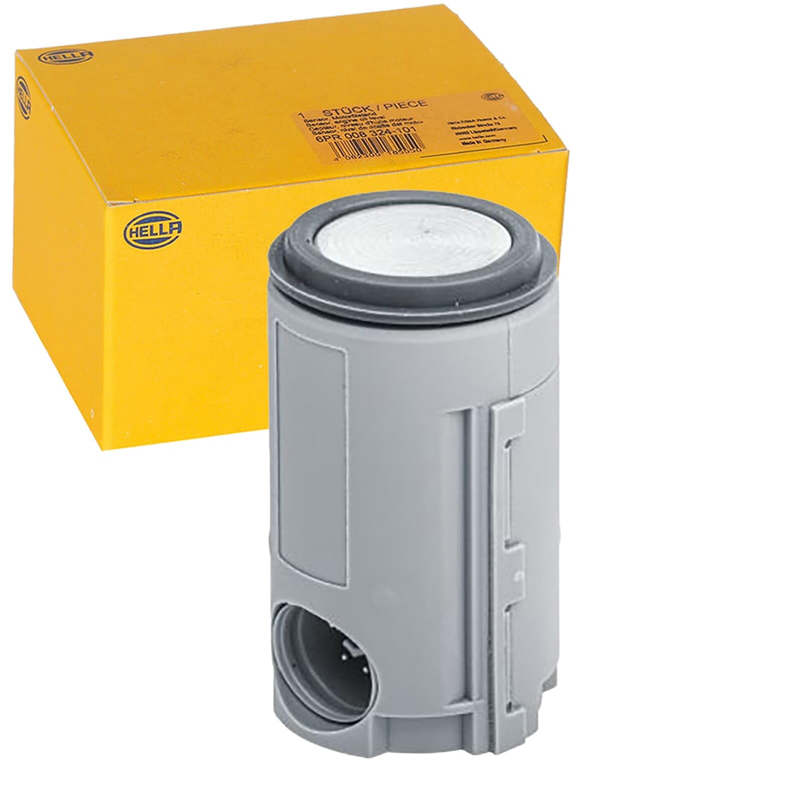 Hella 6PX 358 141-381 Sensore, Assistenza Parcheggio, Cilindrico, 4A... Poli, Infilato, Verniciabile, Con Anello Fissaggio-image