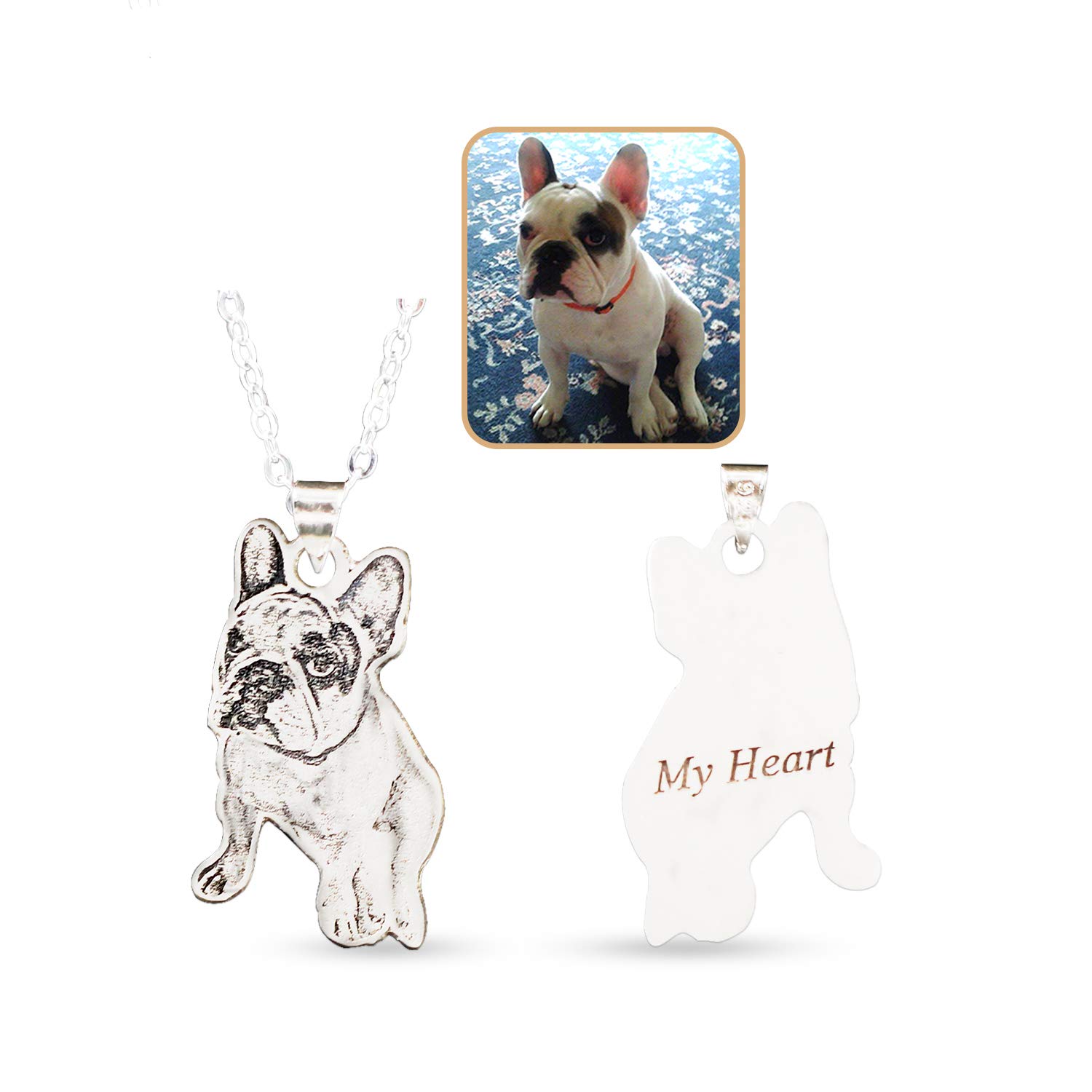 Personalized Pet Cat Dog Photo Necklace 925 Sterling Silver/Titanium Custom Picture Pendant Handmade Gift for Women Wife Mother Mom
