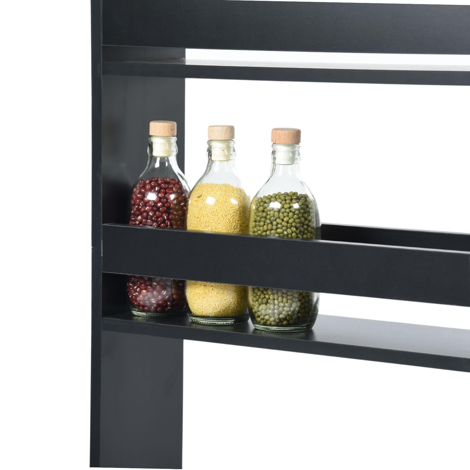 Desserte Étroite à roulettes, Desserte Cuisine, 40×15×80 cm | 4 niveaux de rangement, 15 kg par niveau, avec poignée et 3 crochets pour pour Cuisine étroite Salle de Bain buanderie Bureau