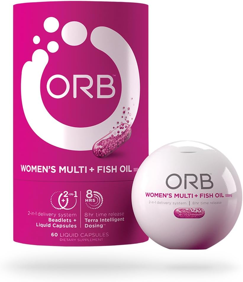 ORB Women’S MULTIVITAMIN + Fish Oil – A Complete Multi + Fish Oil |Heart Health Support, Antioxidant Support, Supports a Positive Mood, 21 Essential Vitamins – 60 Count
