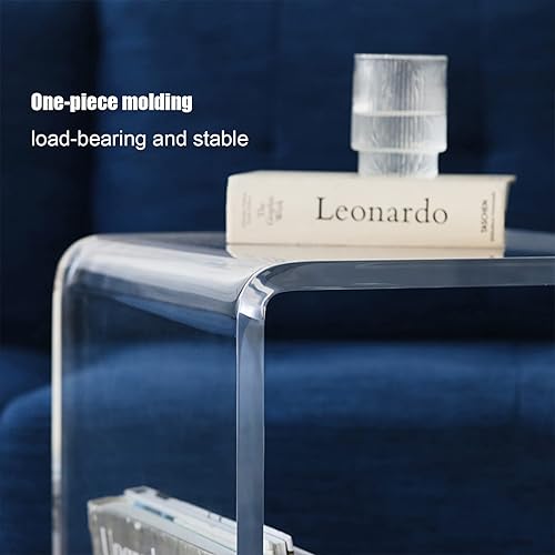 Miniatura 4 de Mesa auxiliar de acrílico en forma de C,Mesa auxiliar de sofá móvil transparente,Mesita de noche moderna para sala de estar