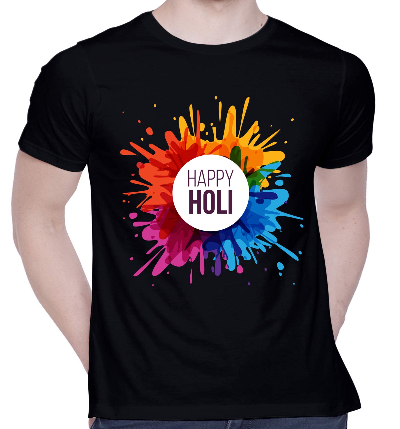 Graphic Printed T-Shirt for Unisex Happy Holi 2020 Modern t-Shirt Design Tshirt | Casual Half Sleeve Round Neck T-Shirt | 100% Cotton | D00310-6