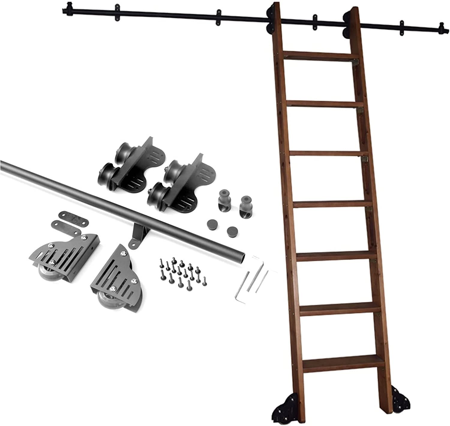 Rail d'échelle mobile intérieur 200cm et kit quincaillerie pour échelle rétractable loft