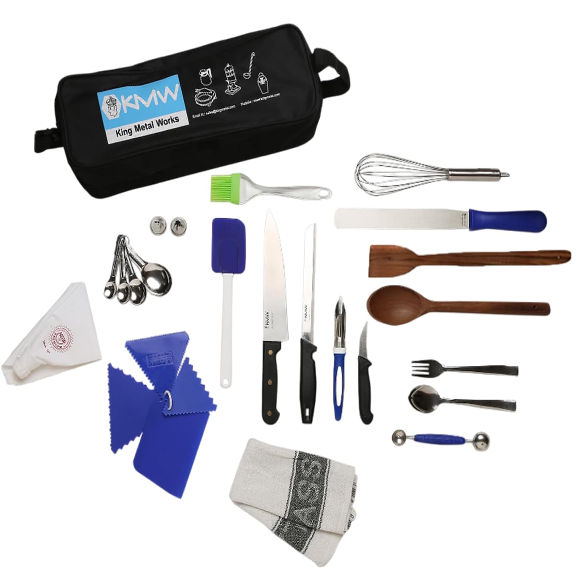 KMW Complete Chef Professional 20-Piece Tool Kit: Essential Culinary Instruments for Cooking Enthusiasts and Professionals - Premium Stainless Steel for Efficient Kitchen Performance