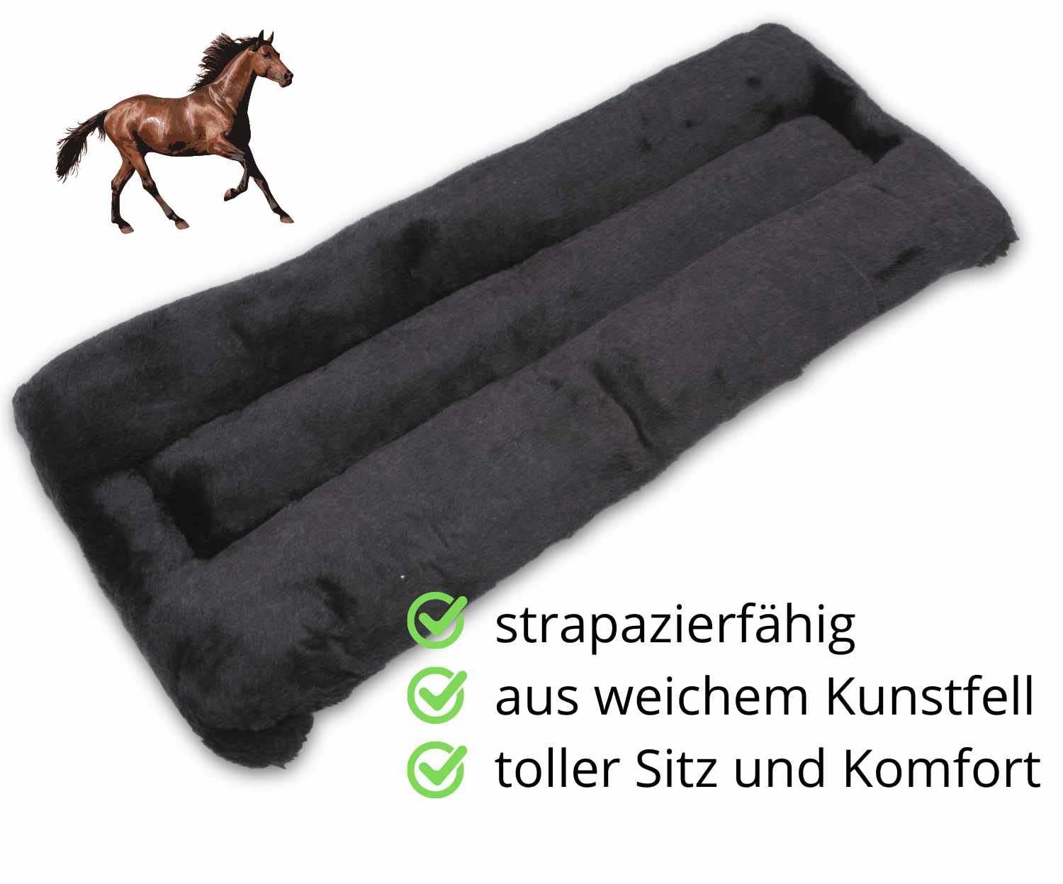 AMKA Selettunterlage schwarz Fleece 50 cm Geschirrunterlage Kammdeckelunterlage Longiergurtunterlage Voltigiergurt Unterdecke Longiergurt Voltigiergurt Unterlage Voltigierpad Kunstfell