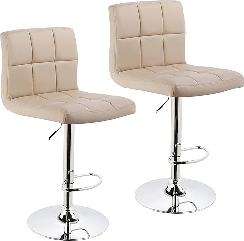DUHOME Taburete de bar WY-451 giratorio ajustable con respaldo juego de 2 taburetes de bar (capuchino)