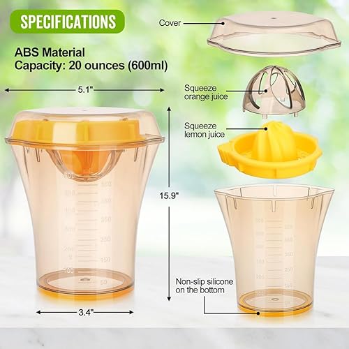 Miniatura 2 de Exprimidor manual de cítricos  Exprimidor manual de limón y naranja con cuenco de 20 onzas y 2 boquillas de vertido  Escariador de frutas para jugo