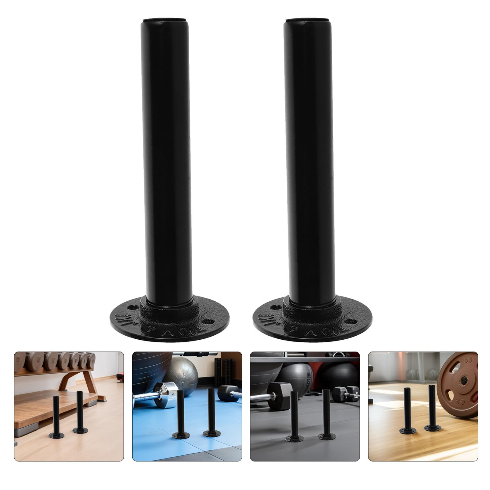 Homoyoyo 4 Pezzi Supporto per Bilanciere da Parete in Ferro Nero, Robusto Porta Pesi per Dischi, Design Salvaspazio per Palestra Domestica e Ambiente di Allenamento
