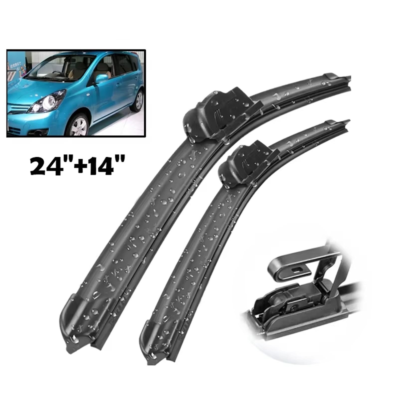 Compatible Con Note E11 2006 2007 2008 2009 2010 2011 2012 2013 24"+14" Limpiaparabrisas Delanteros Limpiaparabrisas Ventana Limpia Cepillos De Lluvia Para Coche repuesto limpiaparabrisas