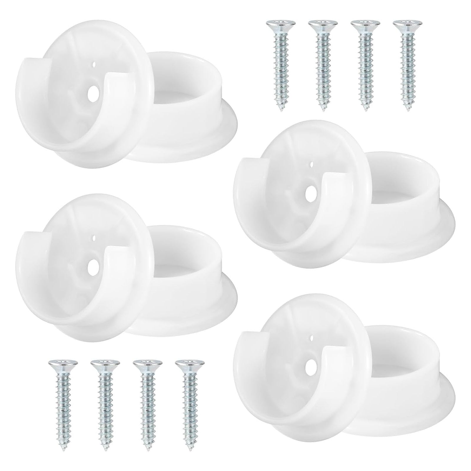 Elnwnnkc 8Pcs White Closet Tube Caps & Holders, Rod End Supports for Home Organization and Store Fixtures Closet Poles Sockets
