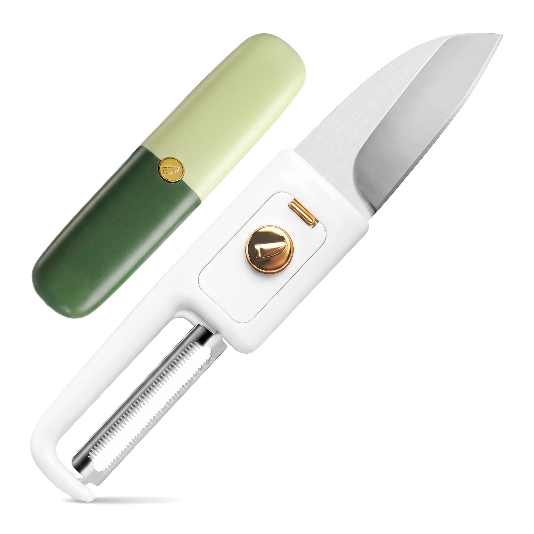 Fruit Peeler,2-in-1 Peeler Cutter,Portable Fruit Vegetable Peelers Paring Knife 2 in 1 Tools, Easy Peeling & Cutter Veggie Potato Carrot Apple for Kitchen Office Outdoor