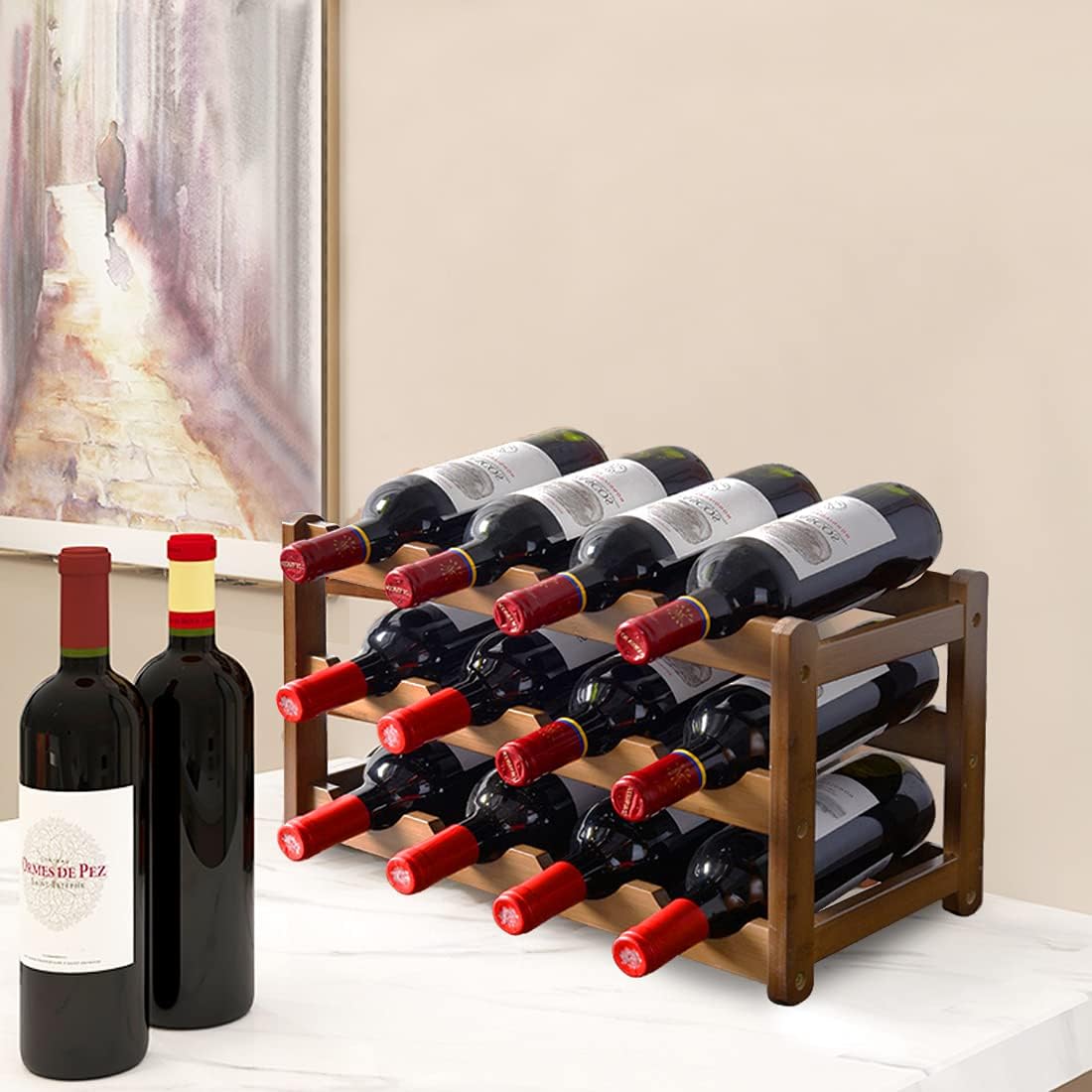 Amazon Yiteng 竹製 ワイン ラック ワインホルダー 積み重ね式 ワイン棚 12本用 ワインストレージ ワインスタンド 赤ワイン収納 おしゃれラック ワイン保存 ワインセラー キッチン ダイニングルーム 地下室 バーなどに適用 ワインラック ホルダー オンライン通販