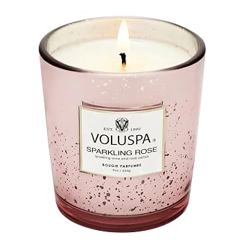 Voluspa Sparkling Rose Classic Glass Jar Candle, 9 oz, Coconut Wax Blend, Rose Scented Candles for Home, 60 Hour Burn Time, Poured in the USA, Candle Gifts for Women