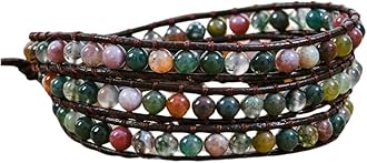 YGLINE Natural Stone Wrap Bracelet for Women Boho Bracelets Healing Crystal Beaded Bracelet Adjustable 3/5 Wraps Bracelet Handmade Birthday Gifts for Women