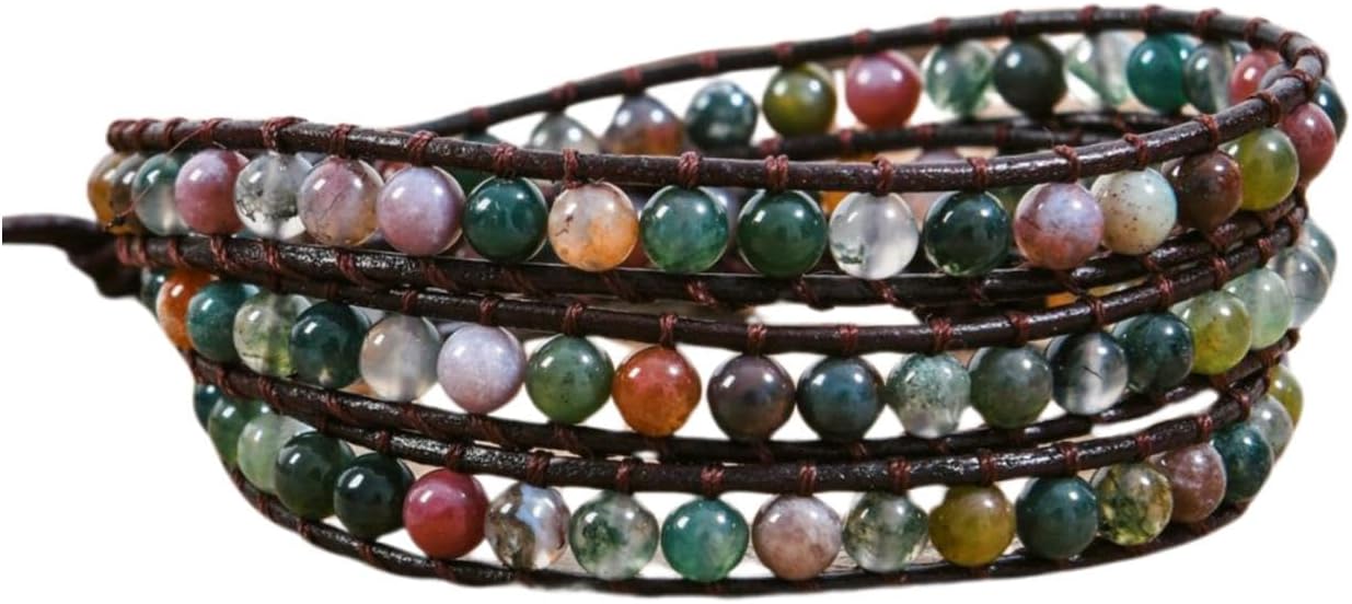YGLINE Natural Stone Wrap Bracelet for Women Boho Bracelets Healing Crystal Beaded Bracelet Adjustable 3/5 Wraps Bracelet Handmade Birthday Gifts for Women