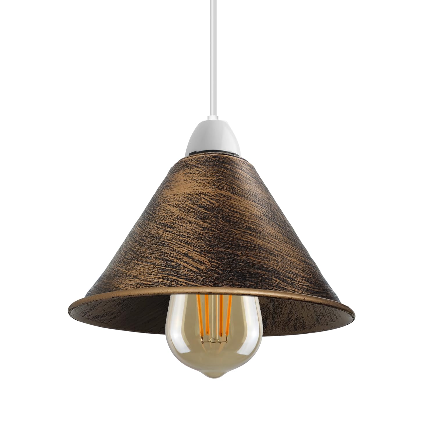 LEDSone Brushed Copper Metal Lamp Shades,18cm Light Shade Modern Lampshades for Ceiling Lights Table Lamps and Floor Lamps, Easy Fit Rustic Pendant Light Shades Ceiling for Living Room, Bedroom