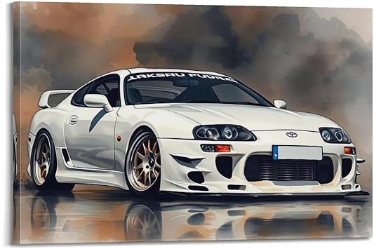 JDM Car Poster Supra MK4 Vintage Sports Car Decorative Canvas Family Bedroom Artwork Picture Painting 12x18inch(30x45cm)