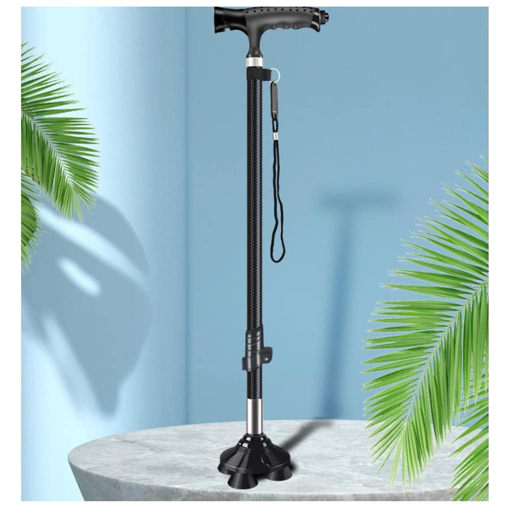 XMING Bastón for Ancianos, bastón telescópico de Carbono con Cuatro Patas, bastón Ligero Antideslizante de Fibra de Carbono for Caminar