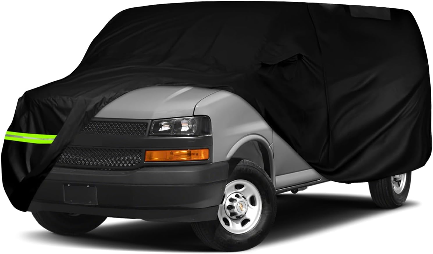Waterproof Car Cover Compatible with 2003-2025 Chevy Express/GMC Savana Cargo Van 1500/2500/3500 Regular Length SWB, Polyester with Cotton Liner Covers with Zipper Door for Snow Rain Dust Protection Express SWB 2003-2025