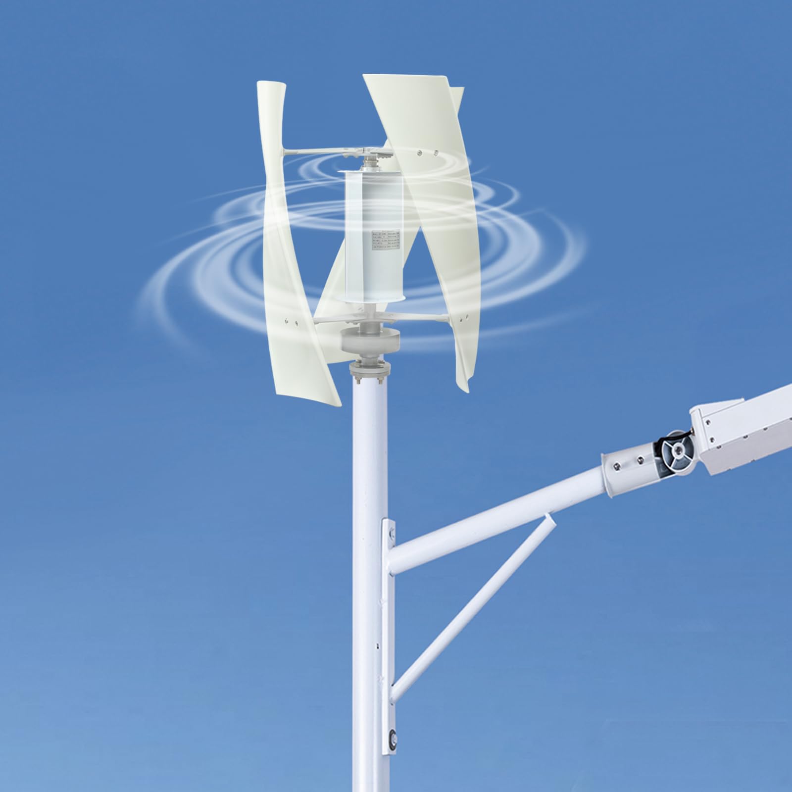 100W Vertikaler Windturbinen-Generator 12V mit Permanentmagnet-Rotor, Windkraftanlage mit 4 Nylonfaser-Blättern und 30 dB, für Boote und Pavillons