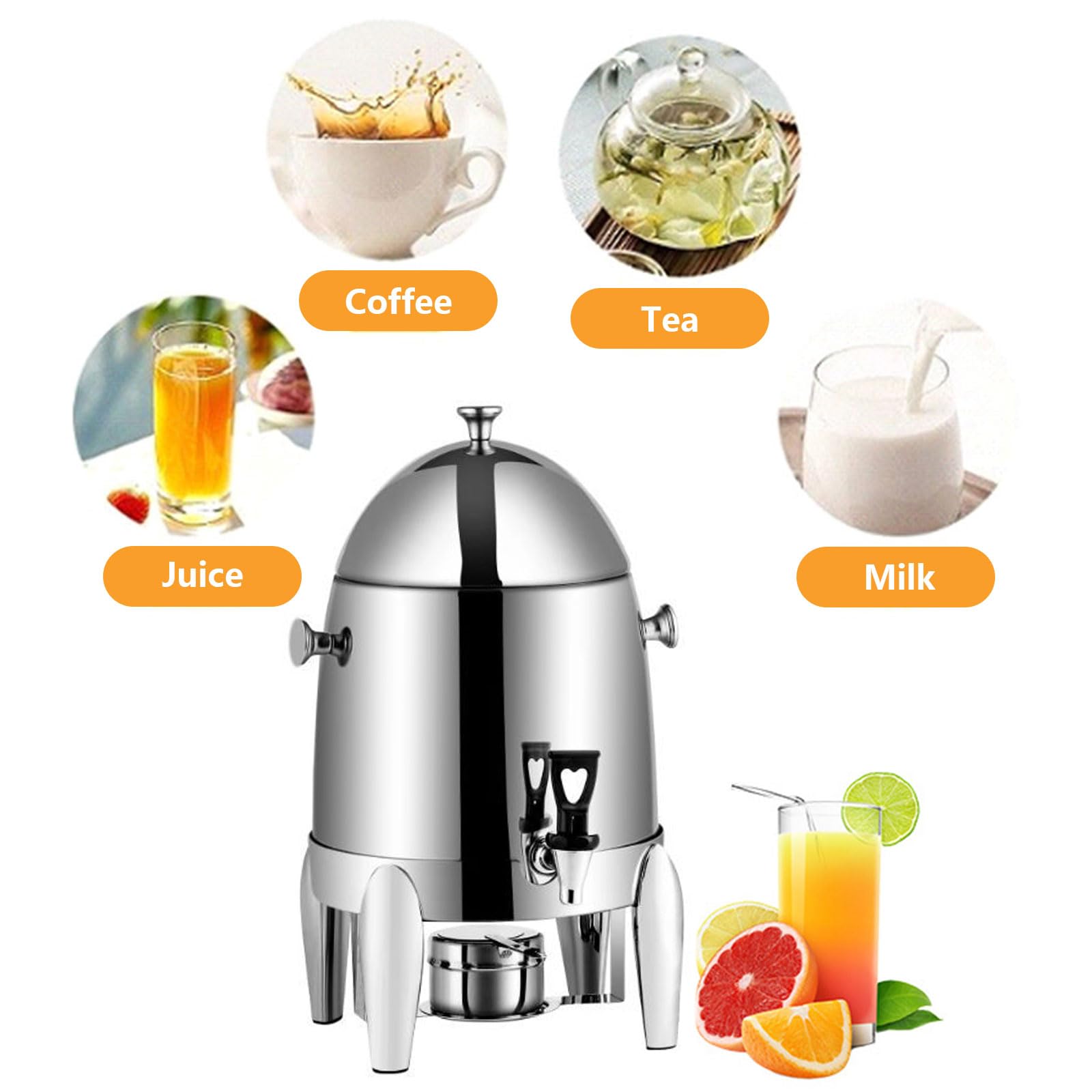 AIZYR Dispensador De Café Frío Y Caliente De Acero Inoxidable Dispensador De Bebidas Dispensador De Jugo Urna De Café con Espiga, Dispensador De Leche para Fiestas Buffet Catering