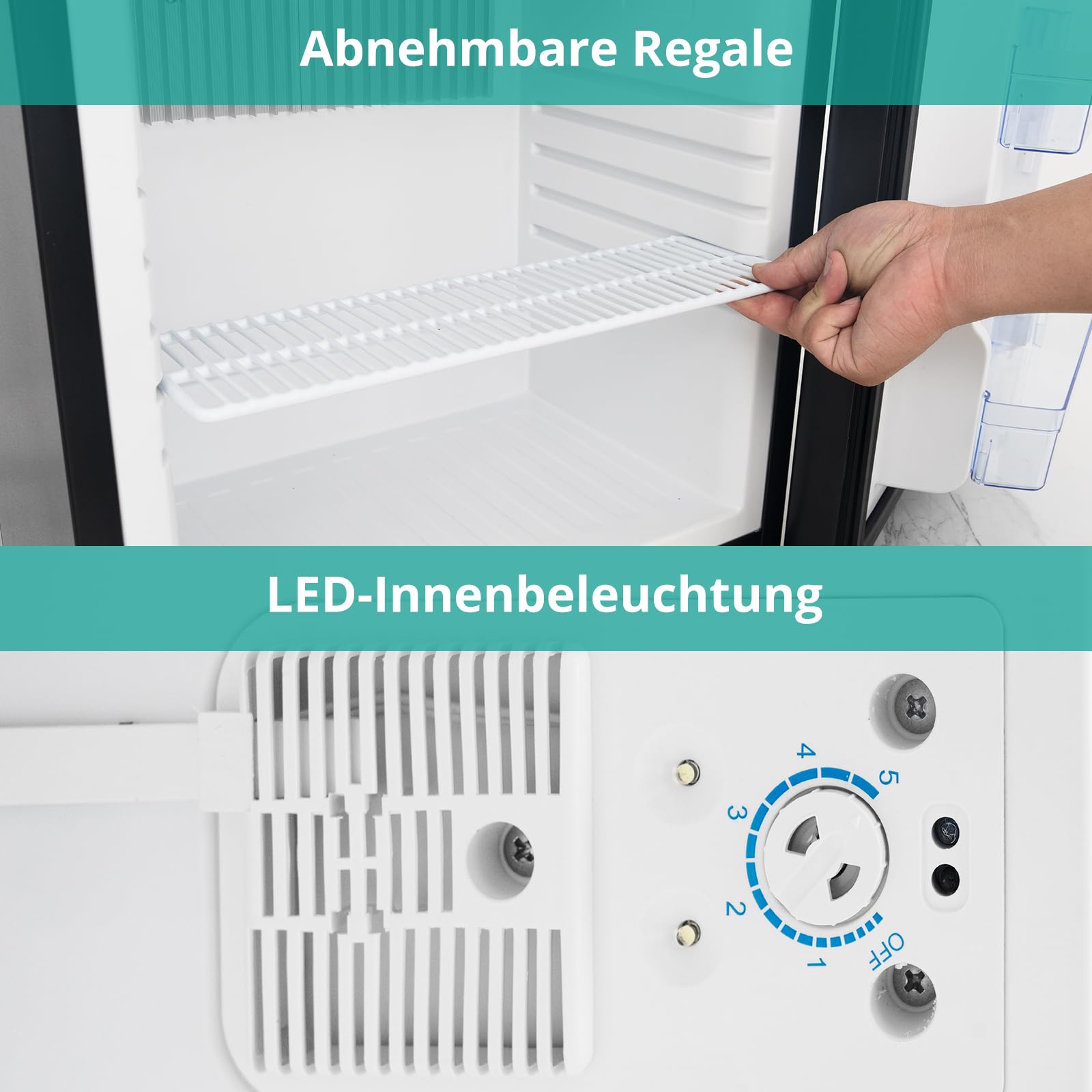 SMETA Camping kühlschrank 12V 230V Gas,Wohnmobil Kühlschrank 60L,Gas Kühlschrank,3 Wege Kühlschrank 60L, Tragbarer Kühlschrank für Wohnmobil, Wohnwagen, LKW, Van, Garage, Cottage, Leiser 0dB