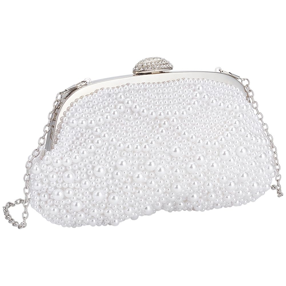 Sac de soirée WEBEEDY en perles blanches idéal pour mariage et soirée dansante - 6