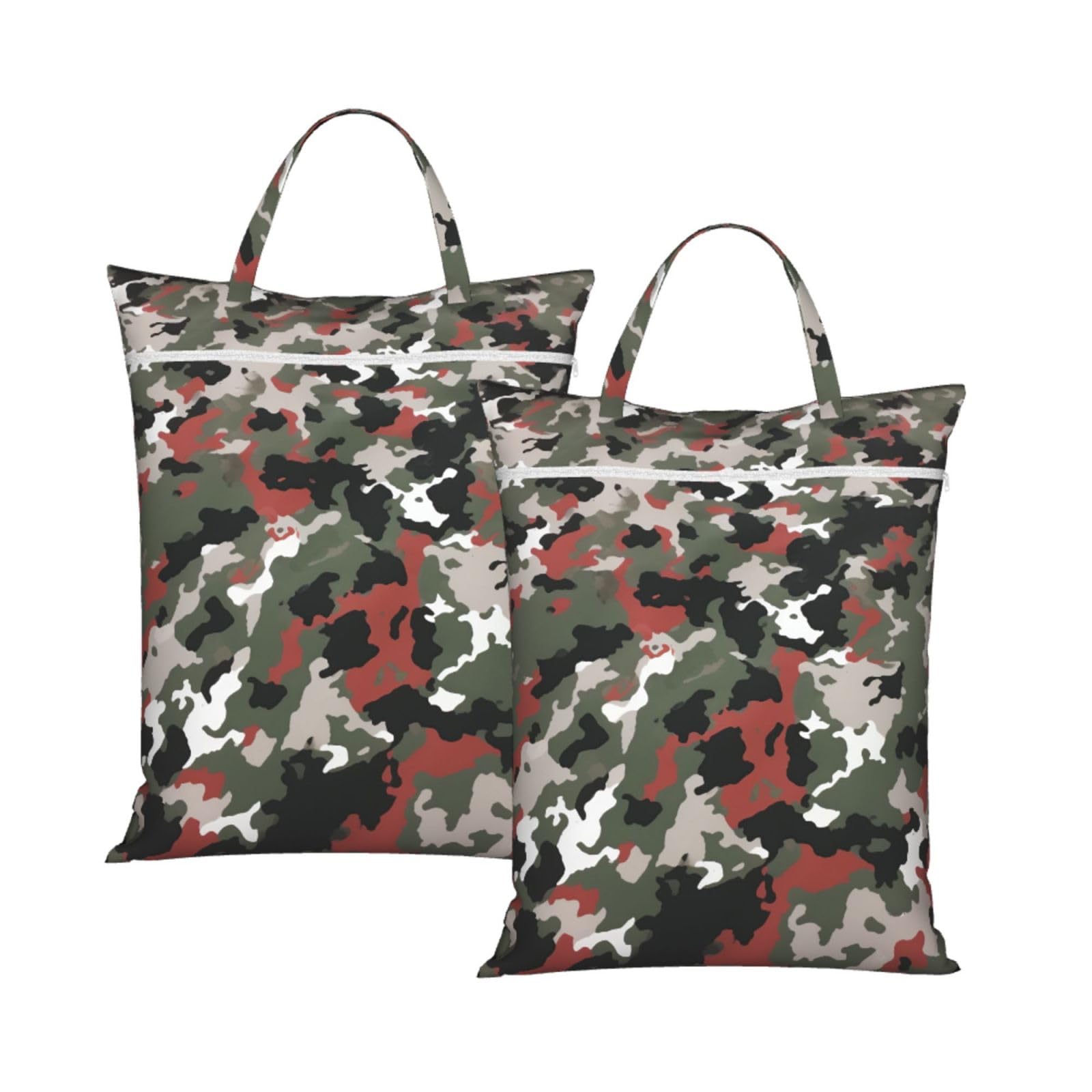 Large Travel Laundry Bags,Camouflage Print with Handle Foldable Laundry Bag for Holidays Gym Swimming and Family Trips, 2Pcs