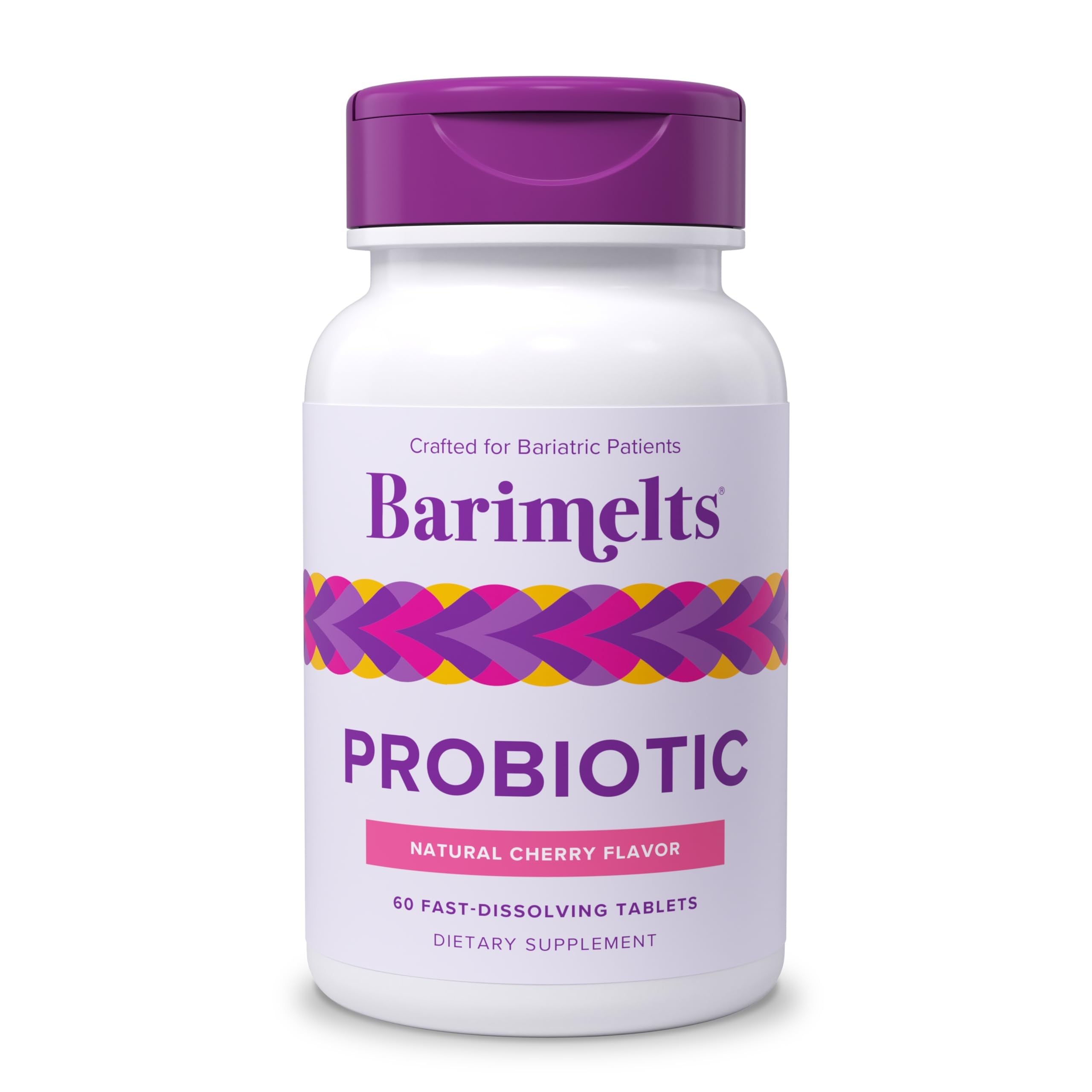 Barimelts Probiotic, 5 Billion CFU - 60 Fast-Dissolving Tablets (2-Month Supply) - Sugar-Free Probiotics for Women, Support Gut Health After Bariatric Surgery, Natural Cherry Flavor