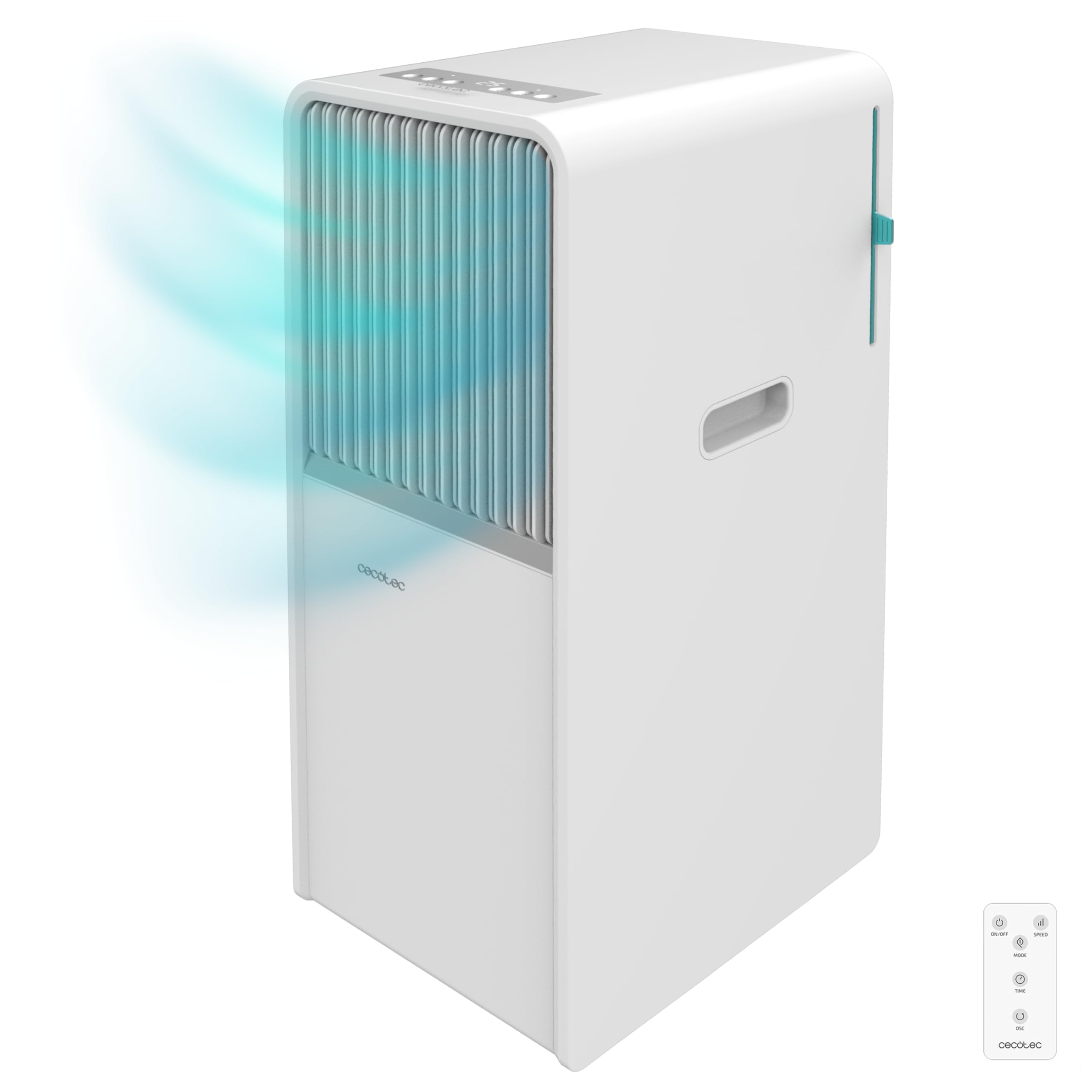 Cecotec Climatizzatore Portatile ForceClima 7150 Style. 7000 BTU, area di copertura 20 m2, 2 velocità, Telecomando, Display a LED, 4 modalità di funzionamento, Timer, Ruote a 360º
