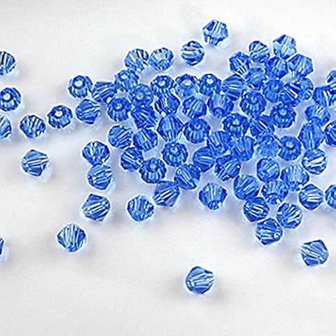 yibenwanligod 100 Faceted Bicone Crystal Glass Beads 4mm for Jewelry Making (Sapphire Blue) Cover
