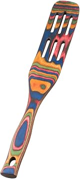 Island Bamboo Pakkawood 13-Inch Slotted Spurtle, Rainbow