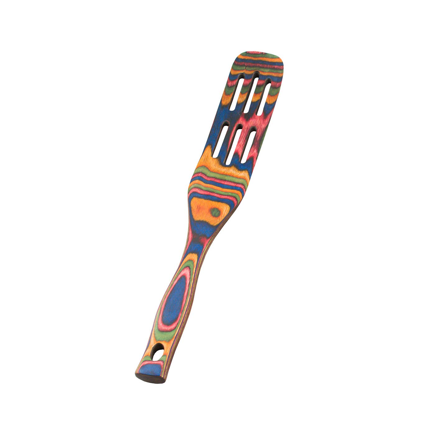 Island Bamboo Pakkawood Spurtle - 13 Inch Rainbow Slottled Spurtle Island Bamboo Pakkawood Utensils - Colorful Wooden Spoons and Spurtles for Cooking - Pakkawood Kitchen Utensils Rainbow Collection