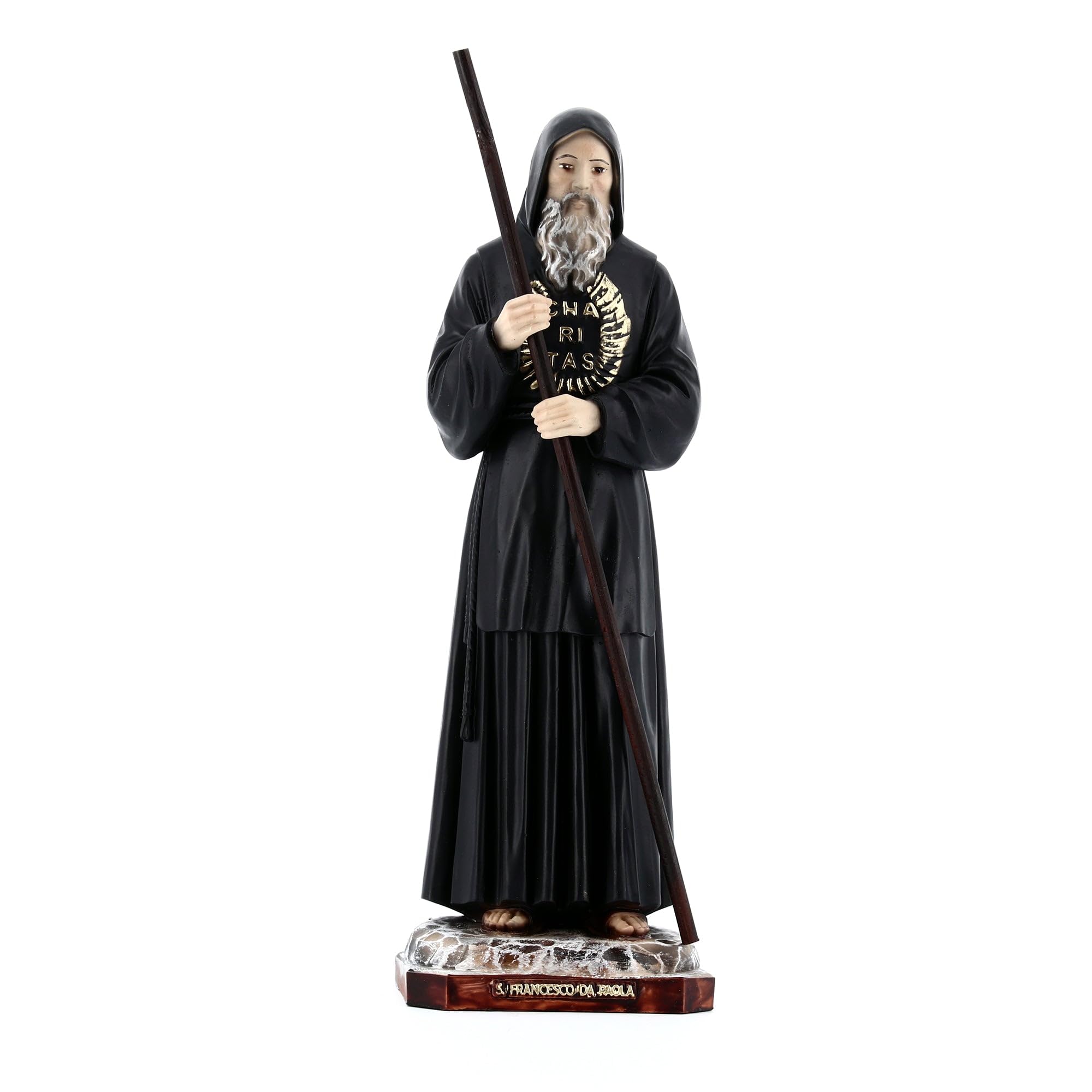 SHALOM - Statua San Francesco Da Paola In Resina. Altezza 25 Cm